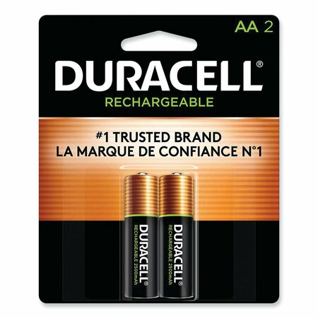 DURACELL Rechargeable StayCharged NiMH Batteries, AA, PK2 DX1500B2N